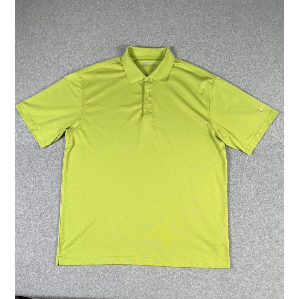 Nike Golf Fit Dry Polo Shirt Mens XL Lime Green Short Sleeve Pique Performance